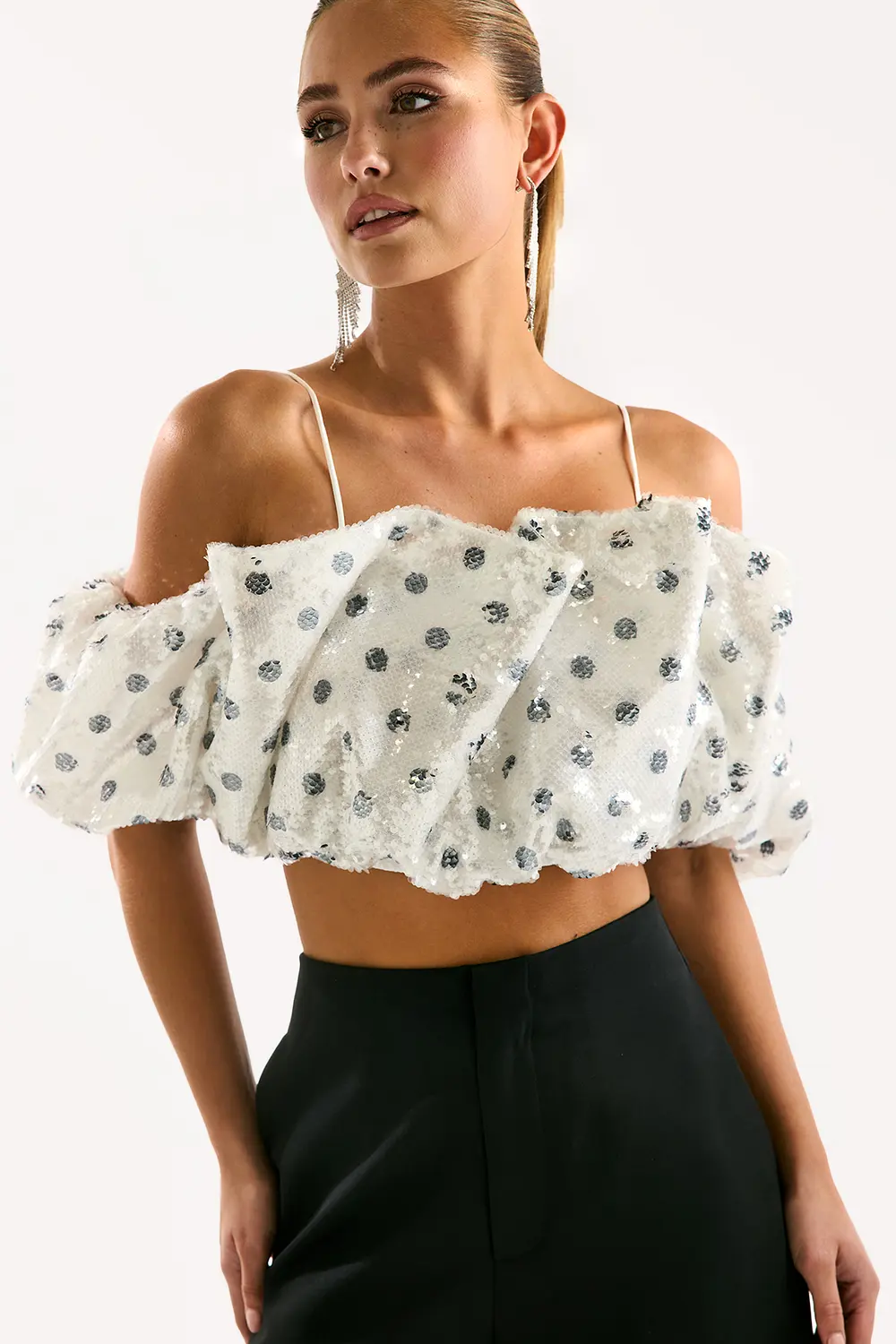 White top with dots and sequins